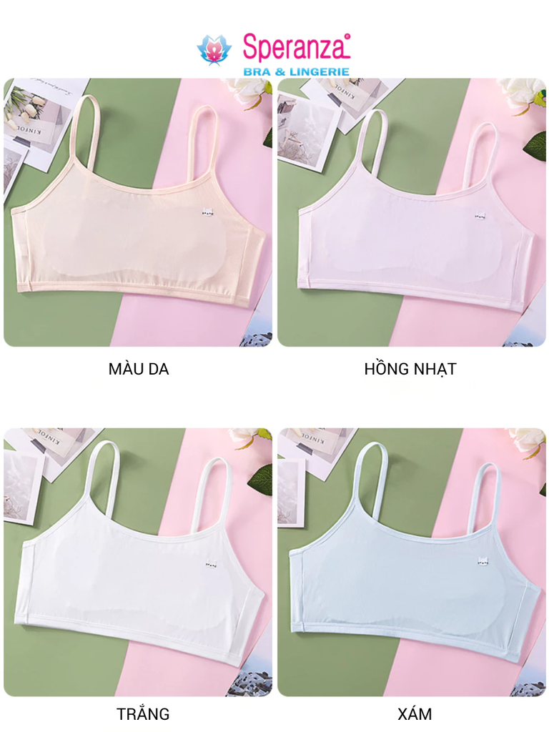 Áo lót bé gái Speranza lụa lạnh cotton thoáng khí | Êm nhẹ, chống lộ dấu, dây vai co giãn chắc chắn SPAL143SH