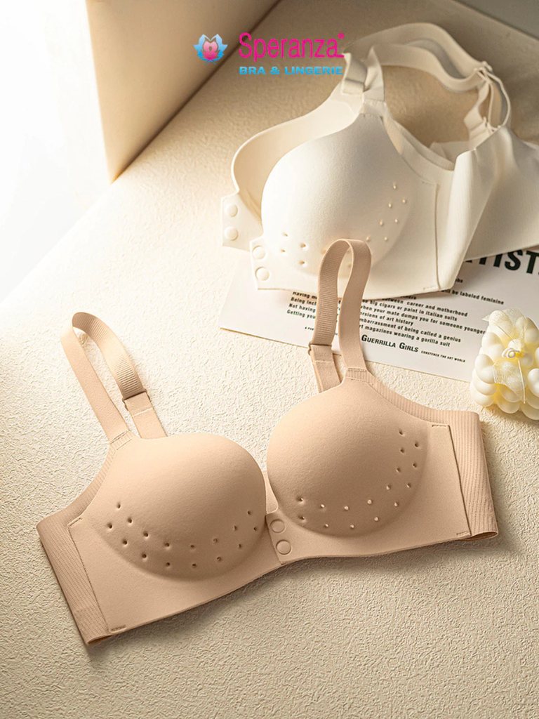 Áo Ngực Nữ Cao Cấp Speranza Nút Gài Trước Thoáng Khí – 3 Màu Đen Nâu Kem, Size M-3XL - SPA0817SH