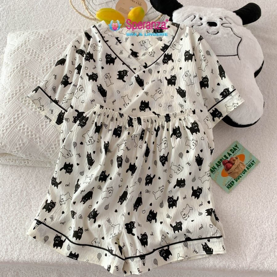 Đồ Bộ Mặc Nhà Nữ Speranza SBD709SH Vải Cotton Nhăn Dáng Đùi