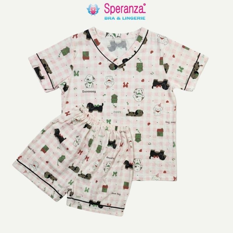 Đồ Bộ Mặc Nhà Nữ Speranza SBD709SH Vải Cotton Nhăn Dáng Đùi