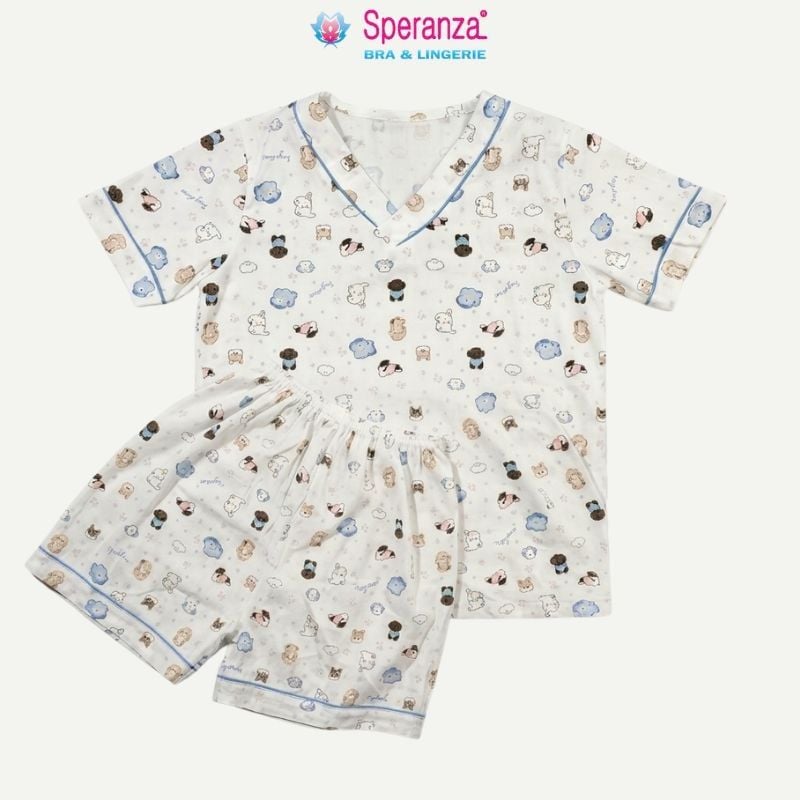 Đồ Bộ Mặc Nhà Nữ Speranza SBD709SH Vải Cotton Nhăn Dáng Đùi