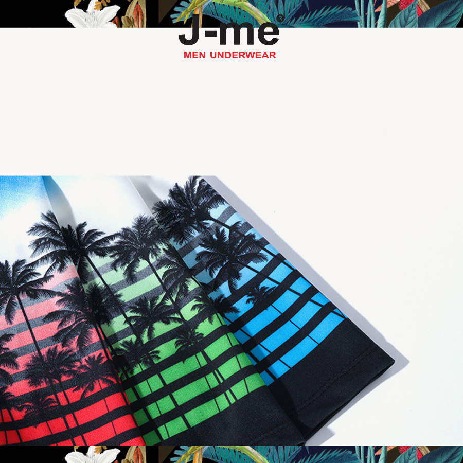 Quần bơi nam J-me họa tiết cây dừa , 60kg đến 80kg mặc vừa, co dãn 4 chiều, kiểu dáng thể thao - JMB1812SH