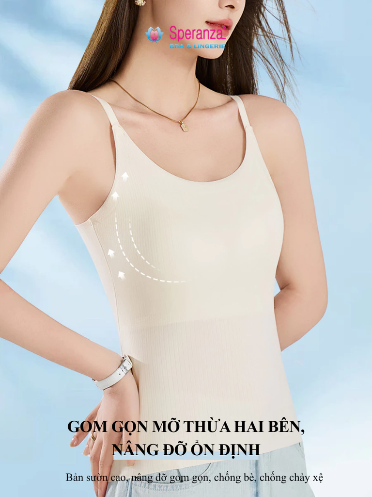 Áo hai dây lót đệm ngực lụa băng Speranza - 2 trong 1 không gọng, co giãn 4 chiều - SPAL6666SH