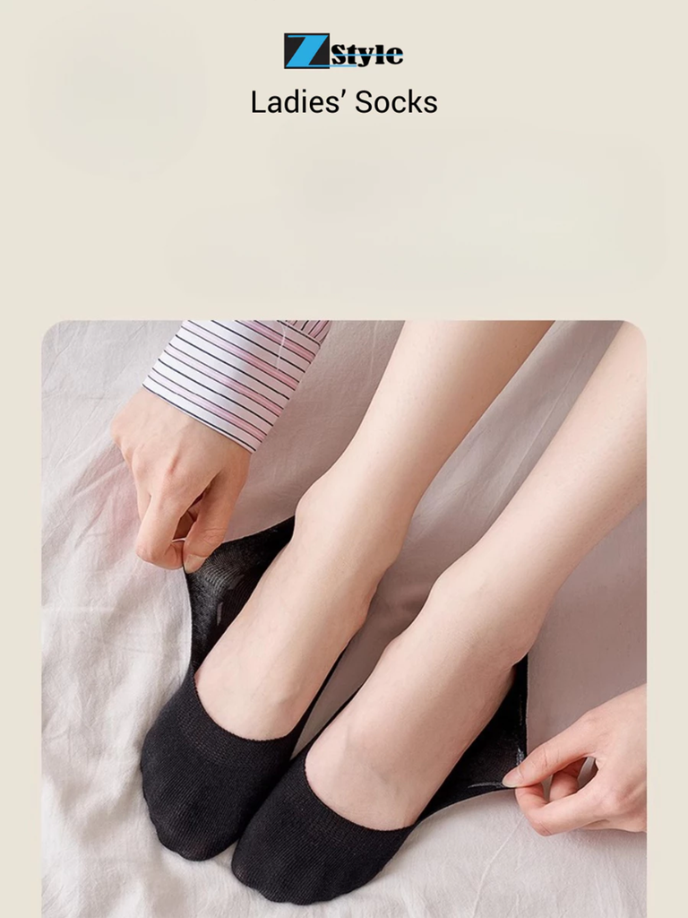 Combo 5 Đôi Vớ Lười Nữ Zstyle Chống Tuột Gót Silicon Kháng Khuẩn >99,9% Cotton Tự Nhiên Thoáng Khí