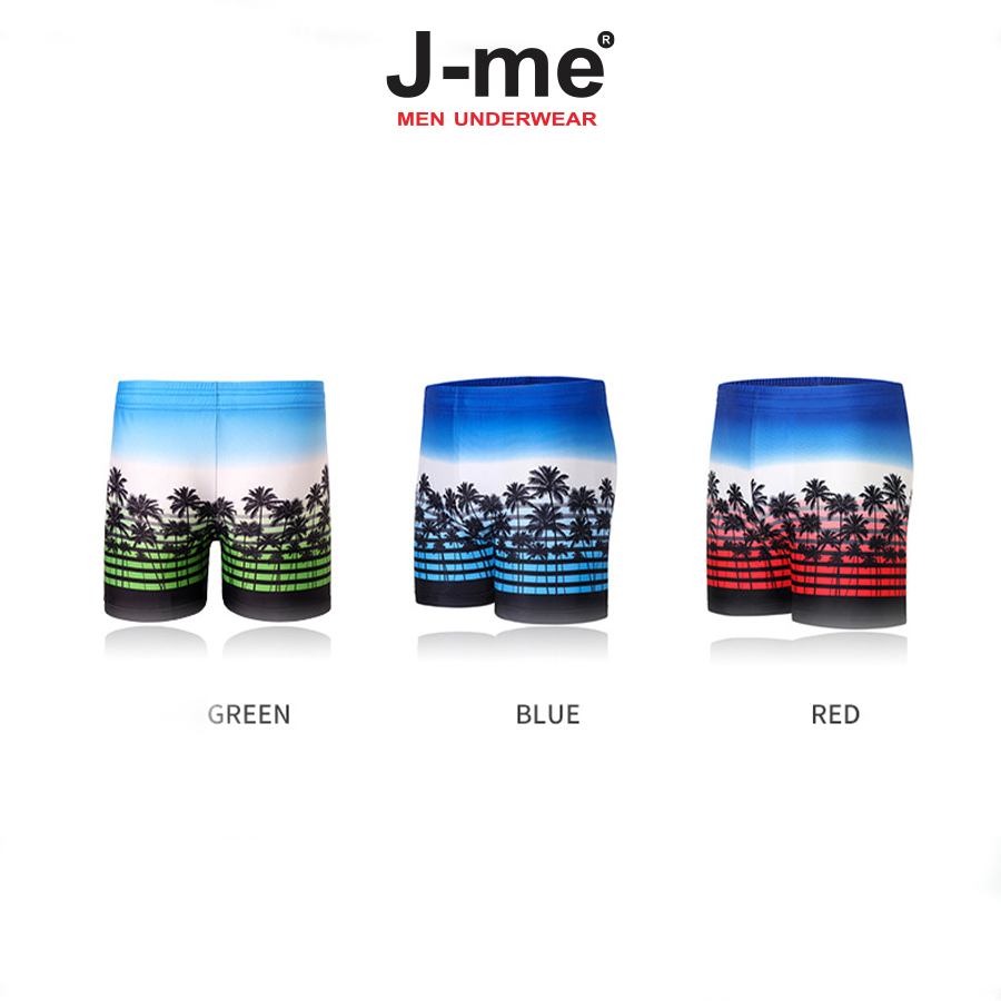 Quần bơi nam J-me họa tiết cây dừa , 60kg đến 80kg mặc vừa, co dãn 4 chiều, kiểu dáng thể thao - JMB1812SH