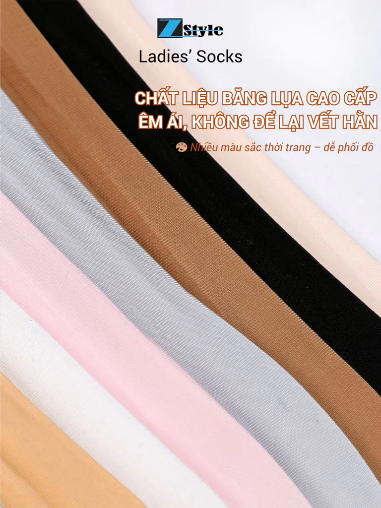 Combo 4 Vớ nữ Zstyle siêu mỏng không viền, giấu gót chống tuột – Vớ mang giày búp bê, giày cao gót ZLS008SH