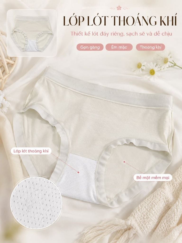 Quần Lót Nữ Cotton Q129NK Cạp Vừa Họa Tiết Hoa Nhí Mềm Mại