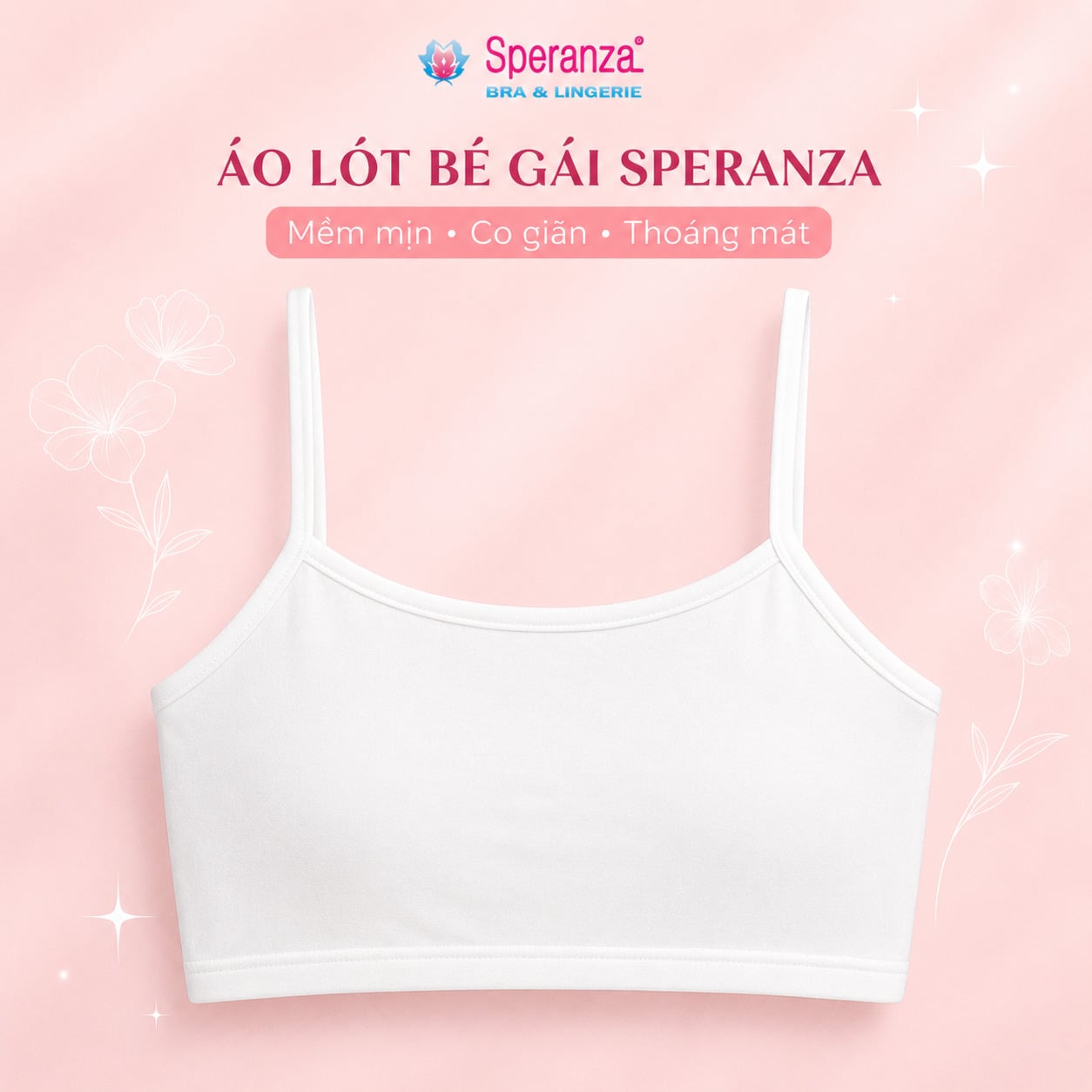 Áo lót  Speranza SPAL002SH bé gái 2 dây trắng cotton co giãn thoáng mát thấm hút