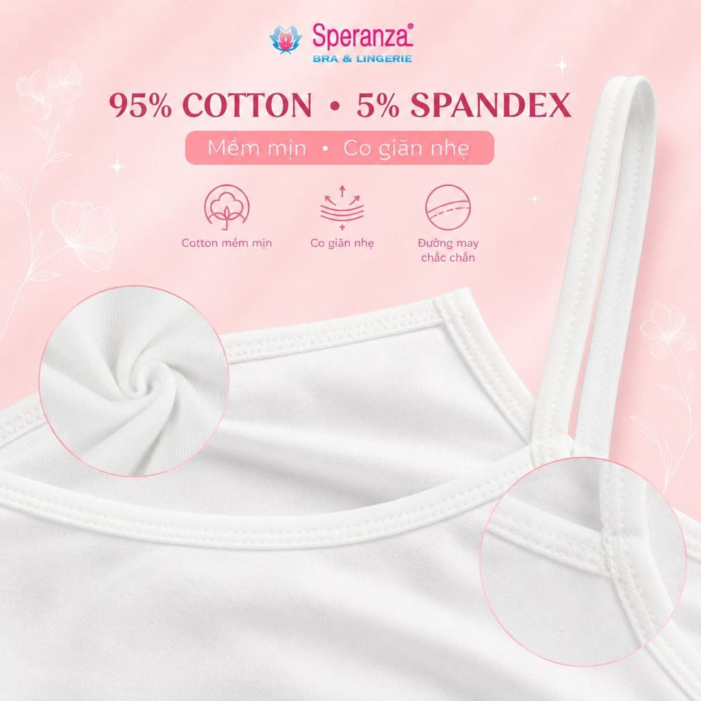 Áo lót  Speranza SPAL002SH bé gái 2 dây trắng cotton co giãn thoáng mát thấm hút