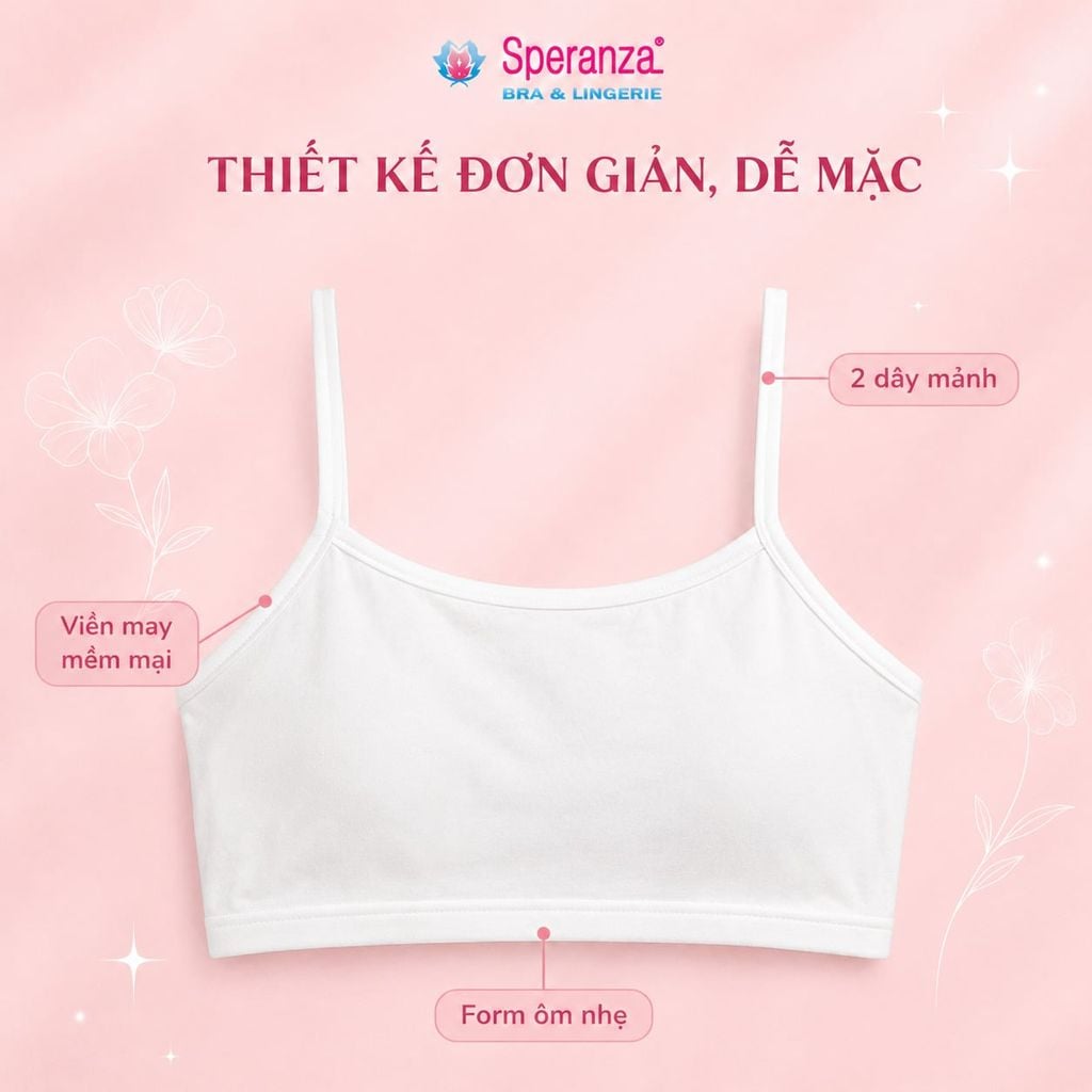 Áo lót  Speranza SPAL002SH bé gái 2 dây trắng cotton co giãn thoáng mát thấm hút