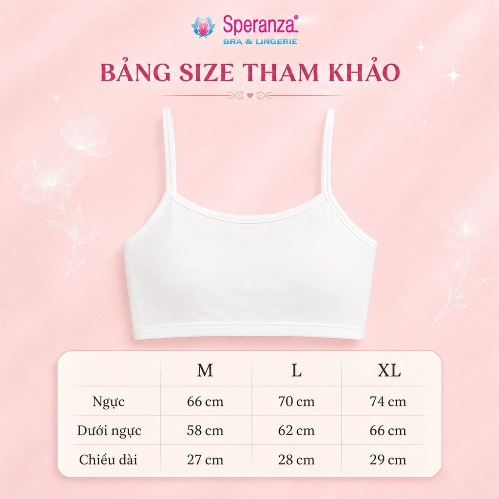 Áo lót  Speranza SPAL002SH bé gái 2 dây trắng cotton co giãn thoáng mát thấm hút