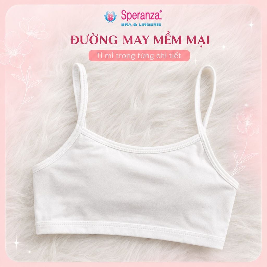 Áo lót  Speranza SPAL002SH bé gái 2 dây trắng cotton co giãn thoáng mát thấm hút