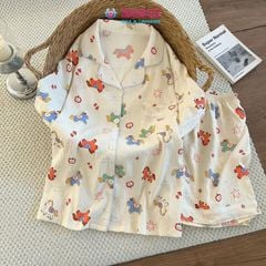 Bộ Đồ Nữ Cotton Nhăn Speranza SBD009SH Cổ Bẻ, Áo Cài Cúc, Form Rộng Mát Mẻ
