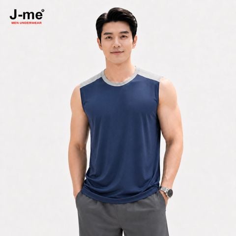 Áo thun 3 lỗ nam J-me JMT095SH cổ tròn vải cotton bambo mềm mại