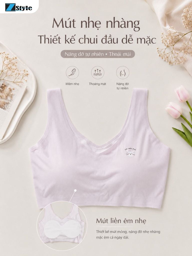 Áo Lá Nữ ZStyle ZALL5520NK Co Giãn Không Đường May Mút Liền Chui Đầu