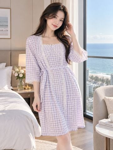 Bộ Đồ Ngủ Nữ Speranza SPD6899SH Kẻ Caro Phối Ren Nữ Tính