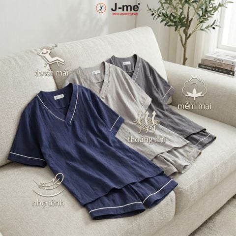 Bộ mặc nhà nam J-ME JMPB305SH Cổ Chữ V Minimalist Chất Liệu Nhẹ Tênh