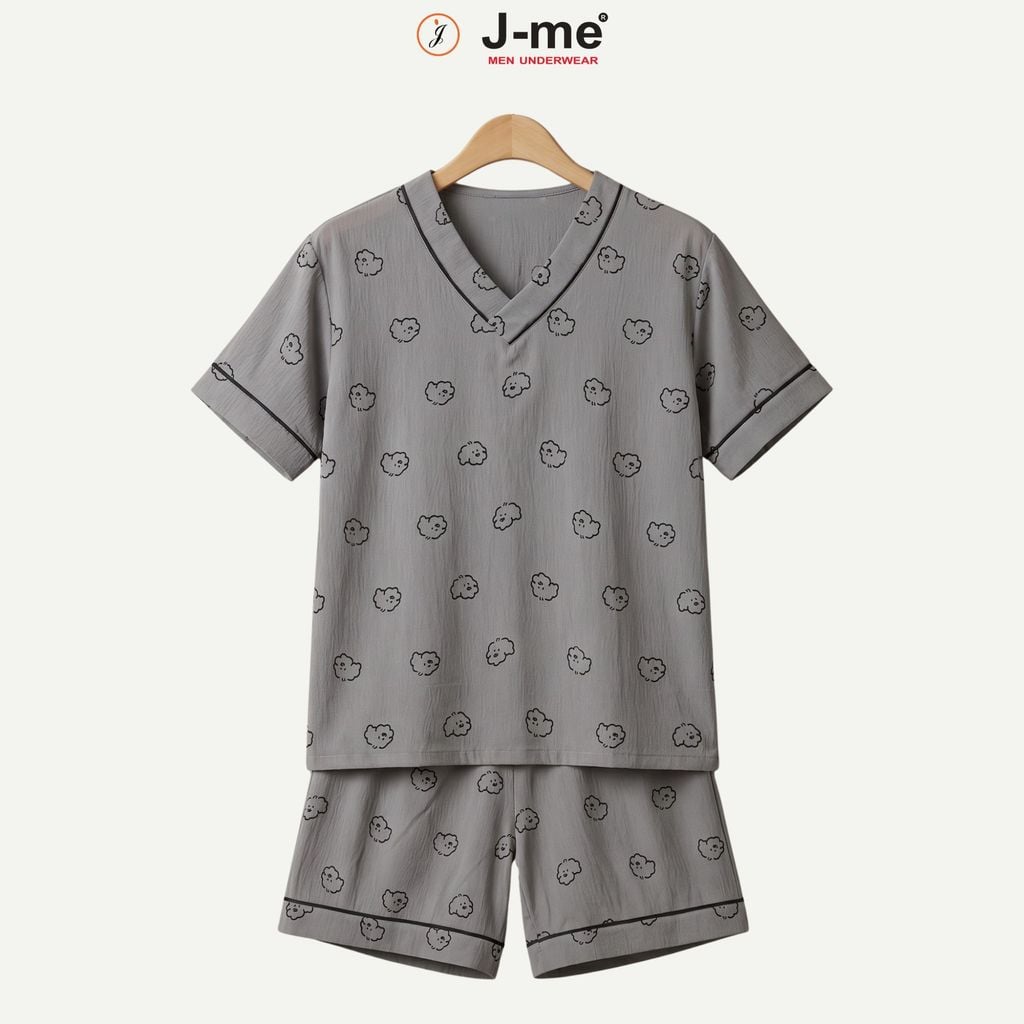 Bộ Đồ Ngủ Nam J-me JMPB306SH Cổ V Họa Tiết Sọc Hiện Đại