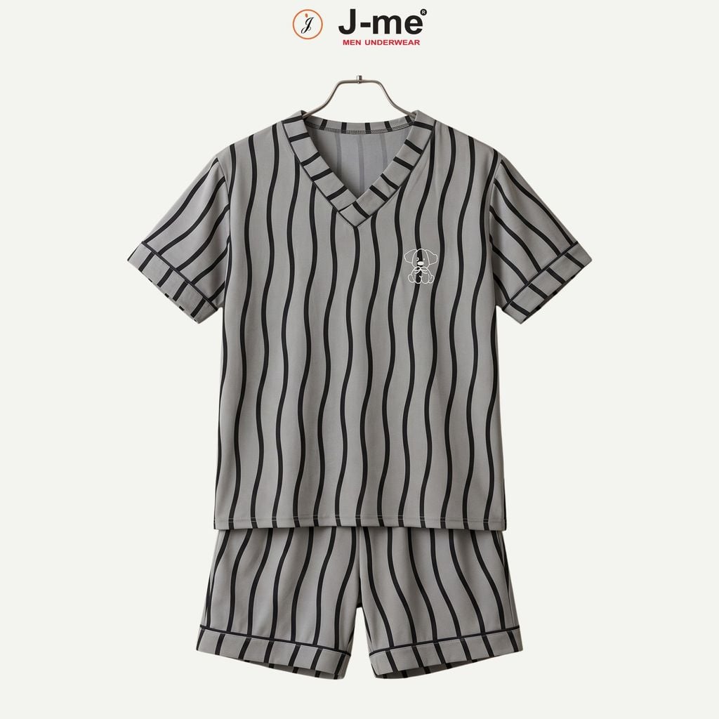 Bộ Đồ Ngủ Nam J-me JMPB306SH Cổ V Họa Tiết Sọc Hiện Đại