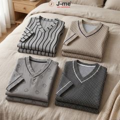 Bộ Đồ Ngủ Nam J-me JMPB306SH Cổ V Họa Tiết Sọc Hiện Đại