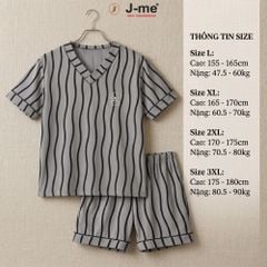 Bộ Đồ Ngủ Nam J-me JMPB306SH Cổ V Họa Tiết Sọc Hiện Đại