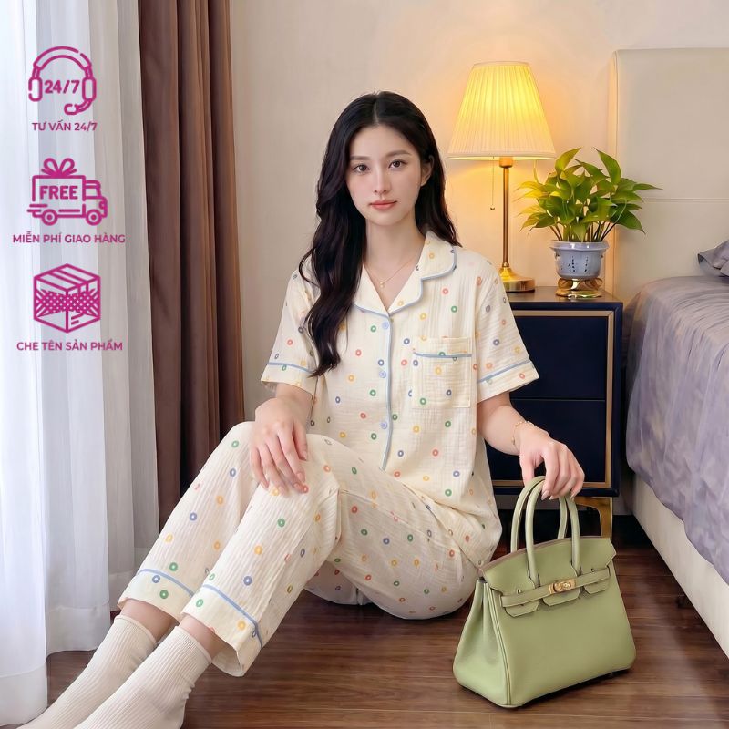 Đồ Bộ Nữ Mặc Nhà Tay Ngắn Hàn Quốc Speranza SBD005SH
