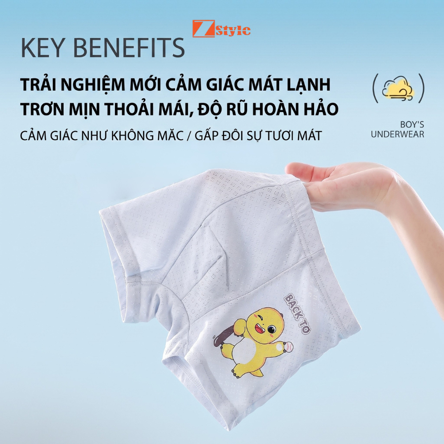 COMBO 4 Quần lót bé trai Zstyle ZQBT002NK lỗ thông hơi thoáng khí co giãn 4 chiều