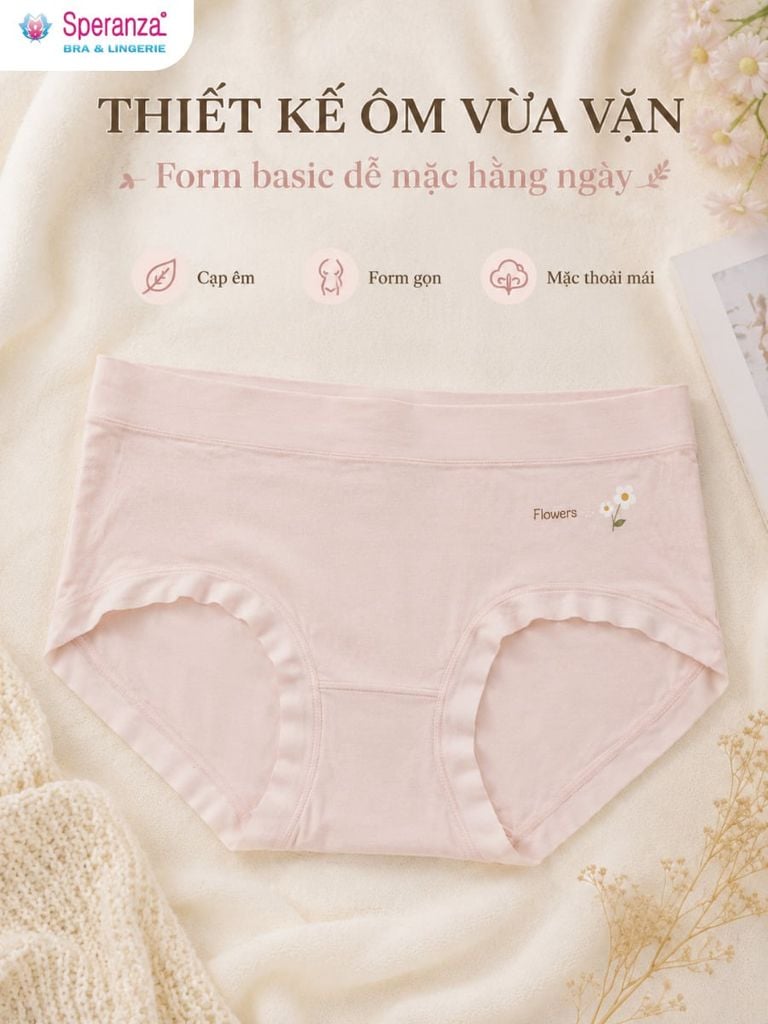 Quần Lót Nữ Cotton Q129NK Cạp Vừa Họa Tiết Hoa Nhí Mềm Mại