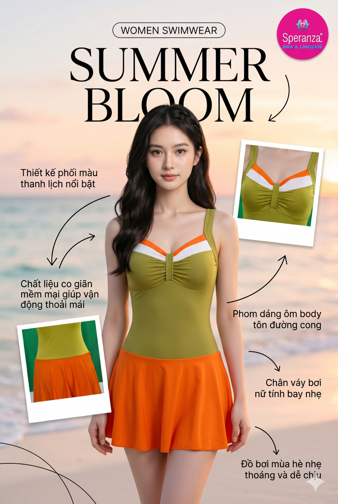 [49k/bộ] Bộ Đồ Bơi Nữ Speranza - Đồ Bơi Liền Thân Co Giãn Cao Cấp Tôn Dáng Che Khuyết Điểm