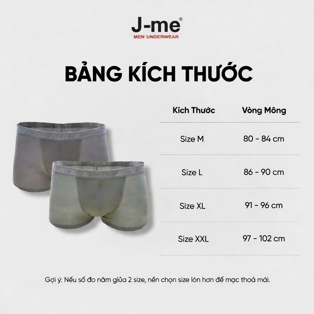 Quần Lót Nam Boxer Bamboo J-me Cao Cấp – Co Giãn 4 Chiều, Thoáng Khí Kháng Khuẩn, Mềm Mịn Thoải Mái JM573SH