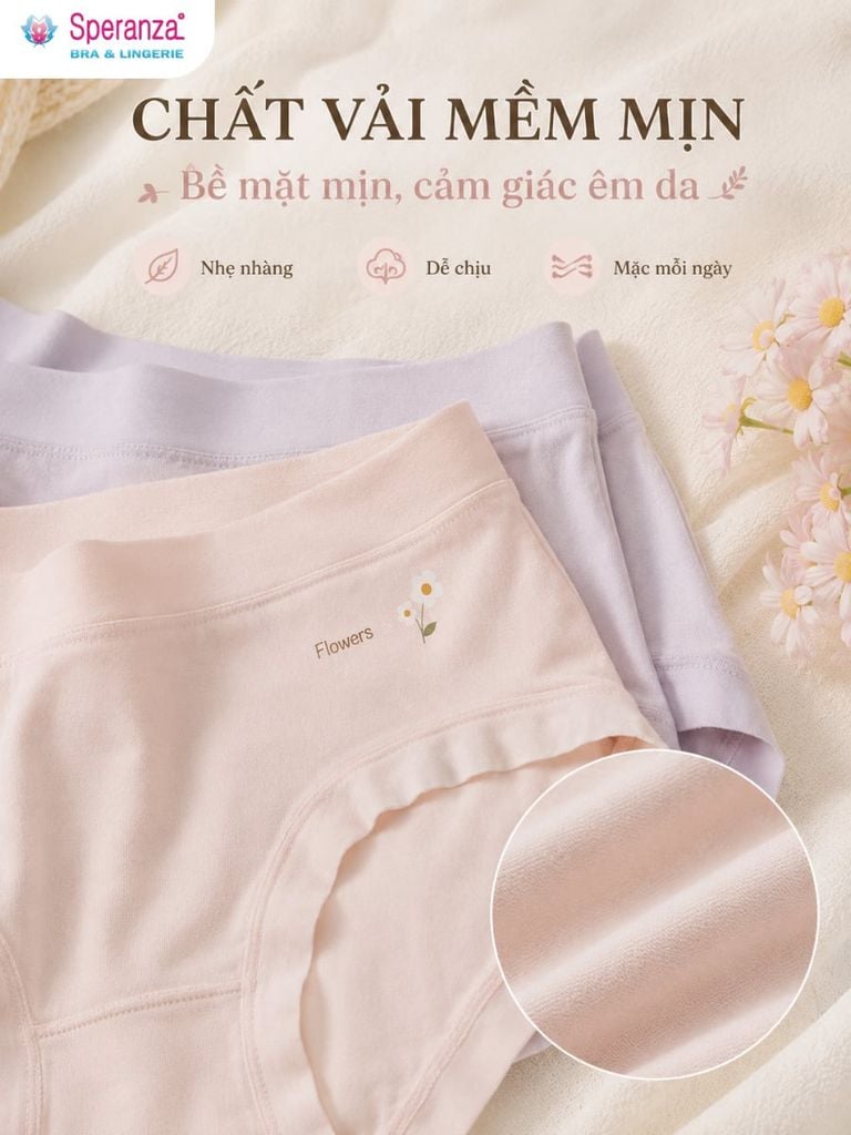 Quần Lót Nữ Cotton Q129NK Cạp Vừa Họa Tiết Hoa Nhí Mềm Mại