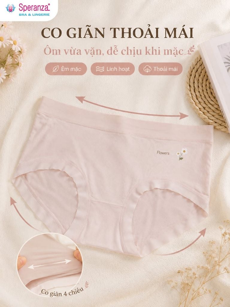 Quần Lót Nữ Cotton Q129NK Cạp Vừa Họa Tiết Hoa Nhí Mềm Mại