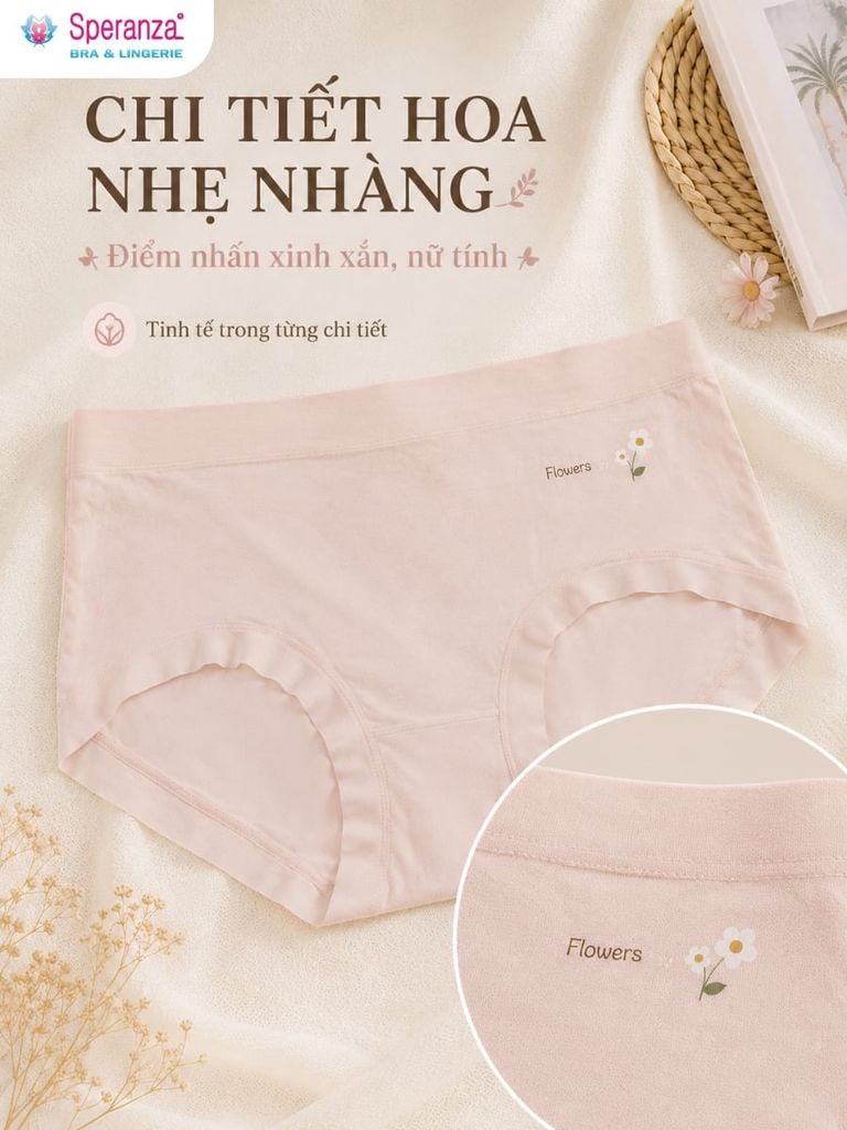 Quần Lót Nữ Cotton Q129NK Cạp Vừa Họa Tiết Hoa Nhí Mềm Mại
