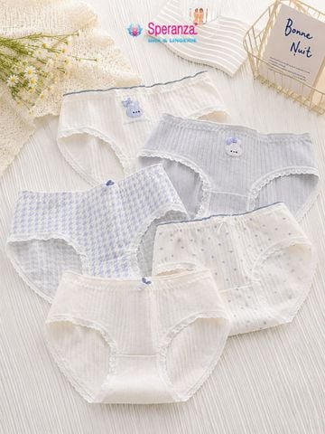[COMBO 5] Quần Lót Cotton Nữ Speranza SPQ0175SH Đáy Kháng Khuẩn, Viền Bèo Không Hằn
