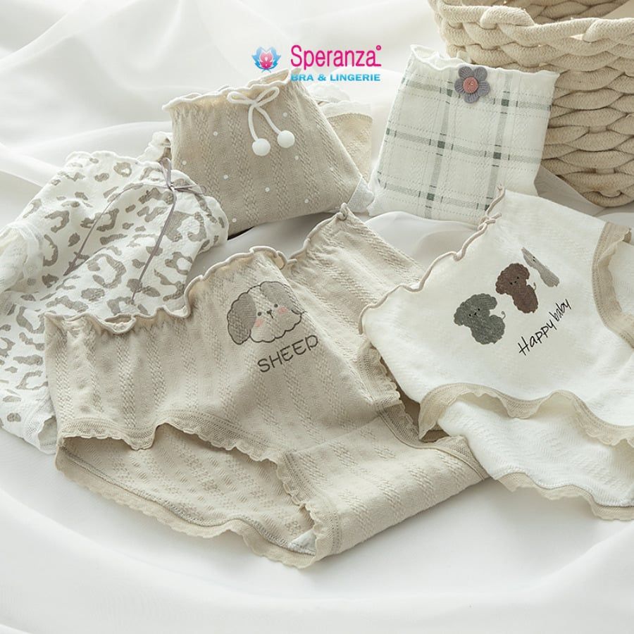 [COMBO 5] Quần Lót Cotton Nữ Speranza SPQ0175SH Đáy Kháng Khuẩn, Viền Bèo Không Hằn