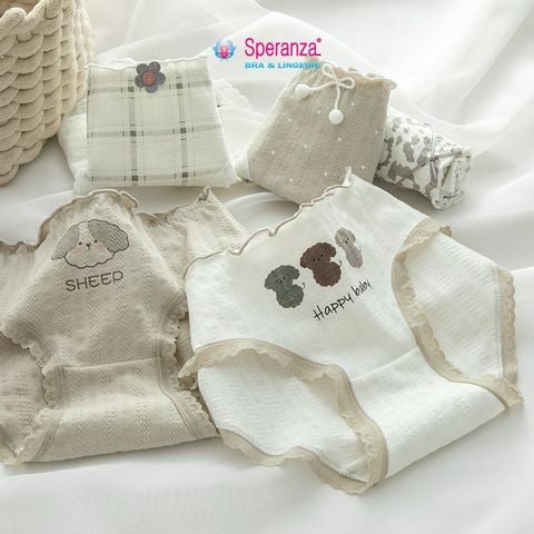 [COMBO 5] Quần Lót Cotton Nữ Speranza SPQ0175SH Đáy Kháng Khuẩn, Viền Bèo Không Hằn