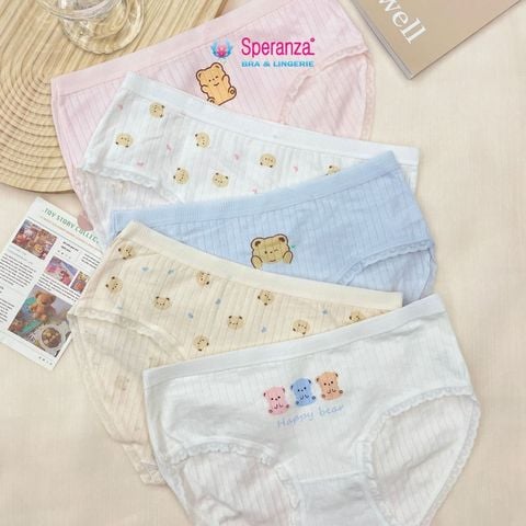 Combo 3 Quần Lót Cotton Nữ Speranza Họa Tiết Gấu Dễ Thương SPQ648MEOL