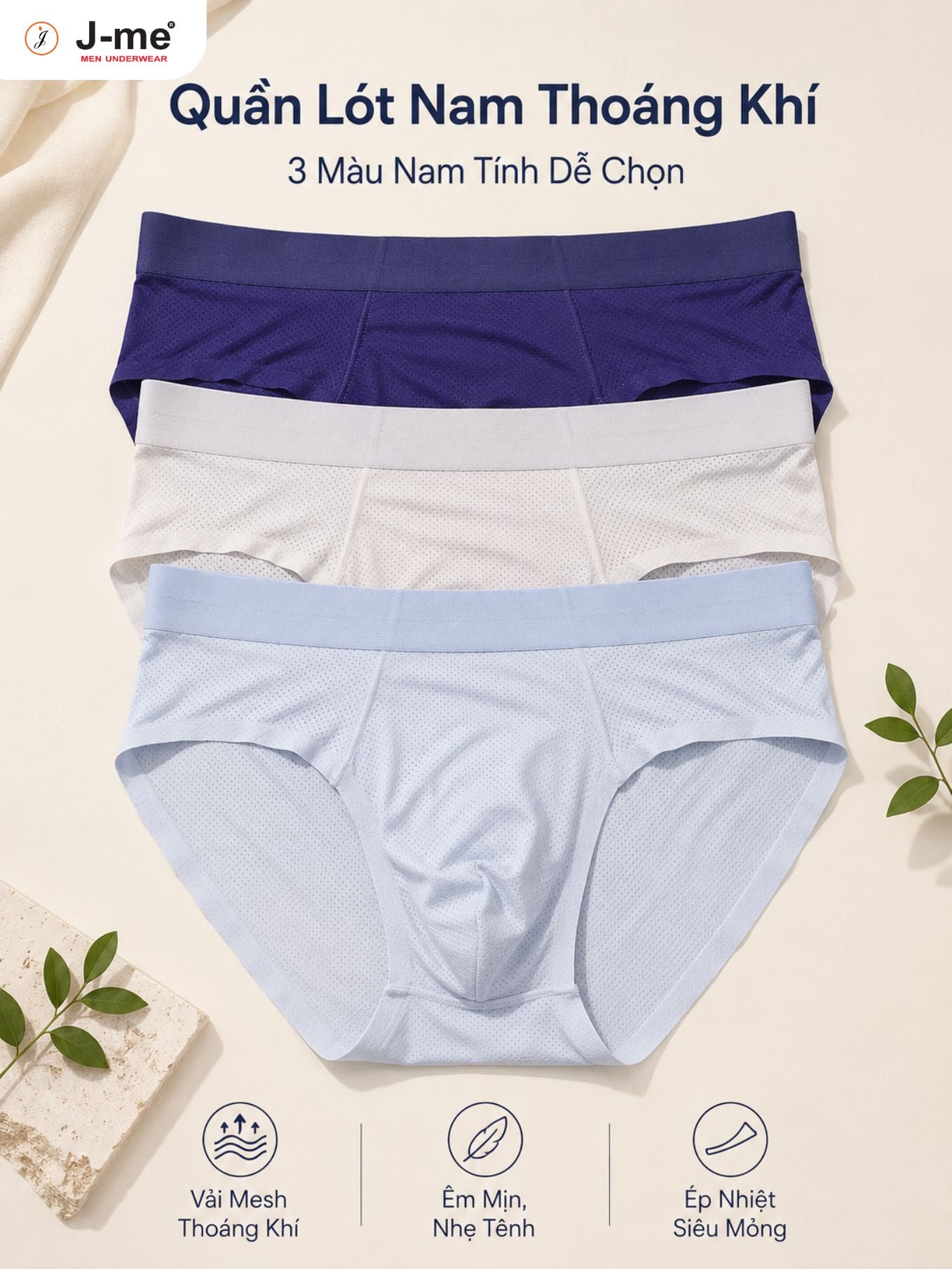 Quần Lót Tam Giác Nam JME JM3703SH Ôm Gọn Nâng Đỡ Tốt Thoải Mái Cả Ngày