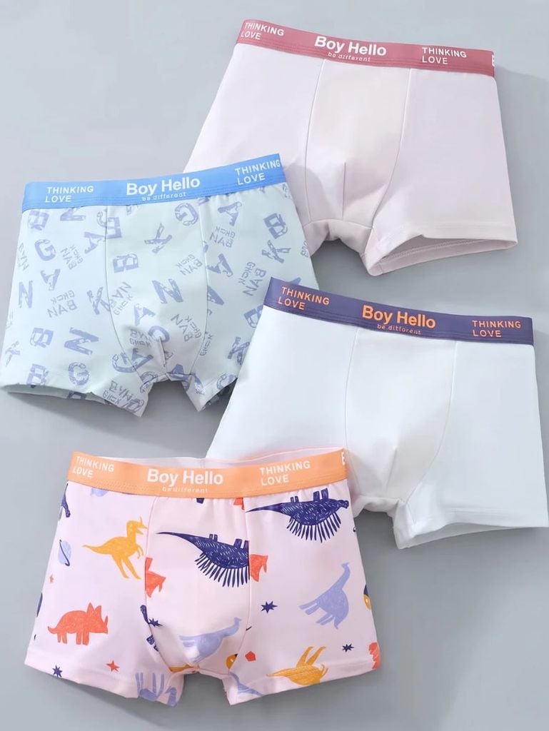 Combo 4 Quần lót boxer bé trai J-me cotton mềm thoáng khí QBT89NK