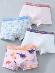 Combo 4 Quần lót boxer bé trai J-me cotton mềm thoáng khí QBT89NK