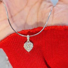 Dây cổ bạc Thụy Sĩ đính full đá Moissanite tim 7.0ly lấp lánh NH000946