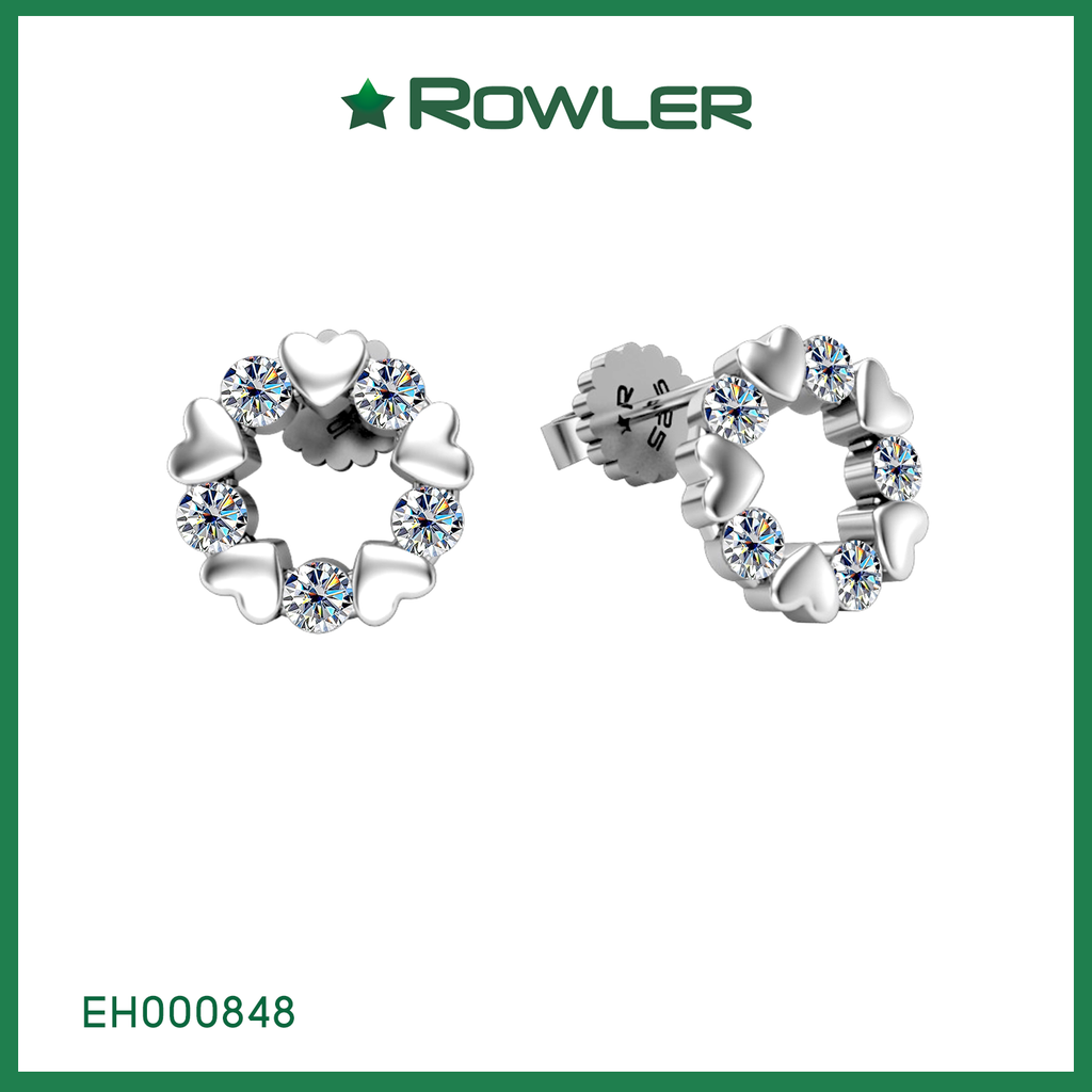 Combo 05 - Vòng tròn họa tiết trái tim đính đá Moissanite ROWLER - 000848