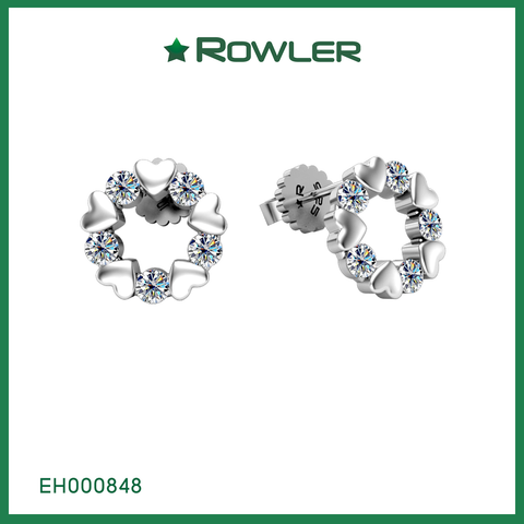 Combo 05 - Vòng tròn họa tiết trái tim đính đá Moissanite ROWLER - 000848