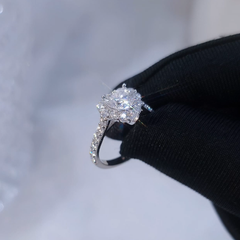 Nhẫn bạc Thụy Sĩ đính full đá Moissanite tim 7.0ly _ROWLER RH000946