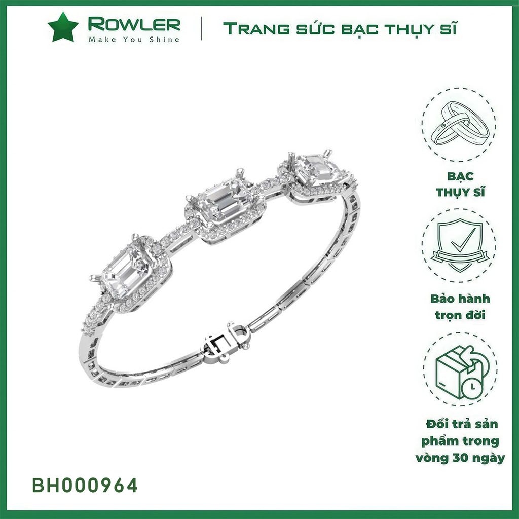 Lắc tay BST Halo Moissanite Radiant ROWLER BH000964