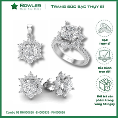 Combo 3 - Moissanite bông hoa lấp lánh viên chủ 6.0ly - 000616