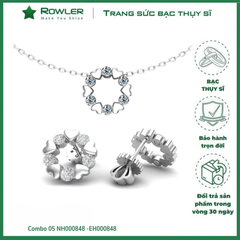 Combo 05 - Vòng tròn họa tiết trái tim đính đá Moissanite ROWLER - 000848