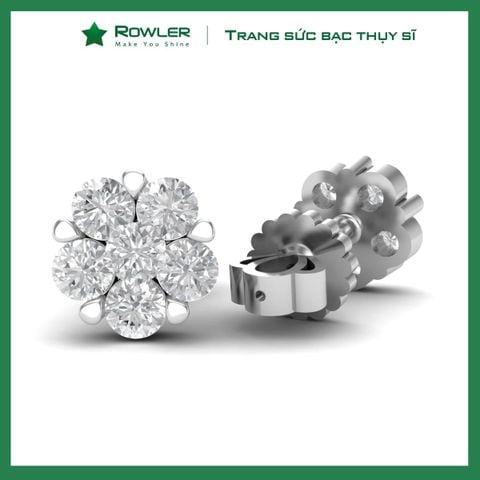 Bông tai hoa mai chuôi vặn bạc 925 hoa mai đính đá Cubic Zirconia 5A ROWLER EA100337