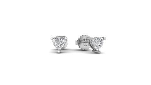 Bông tai tim chuôi vặn bạc nữ 925 đính đá Cubic Zirconia trái tim 5.0ly ROWLER