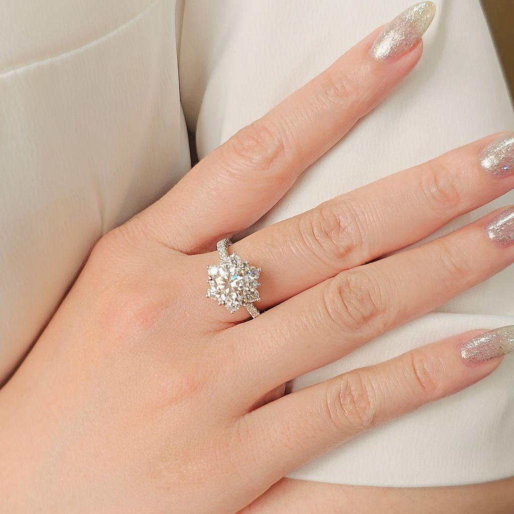 Combo 03 - Moissanite bông hoa lấp lánh viên chủ 6.0ly - 000616